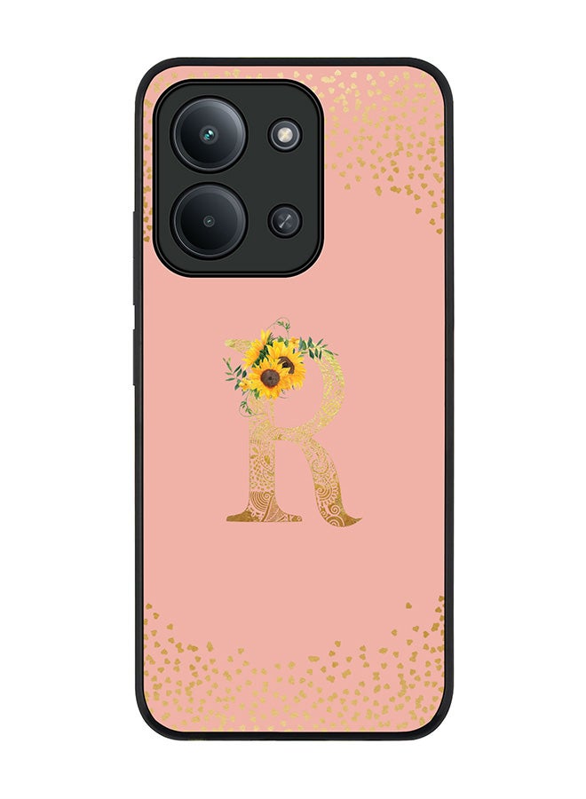 For Xiaomi Poco C85 4G Case,Slim fit Camera Protection, Shockproof Thin Phone cover  - Custom Floral Monogram - R  (Rose Pink )